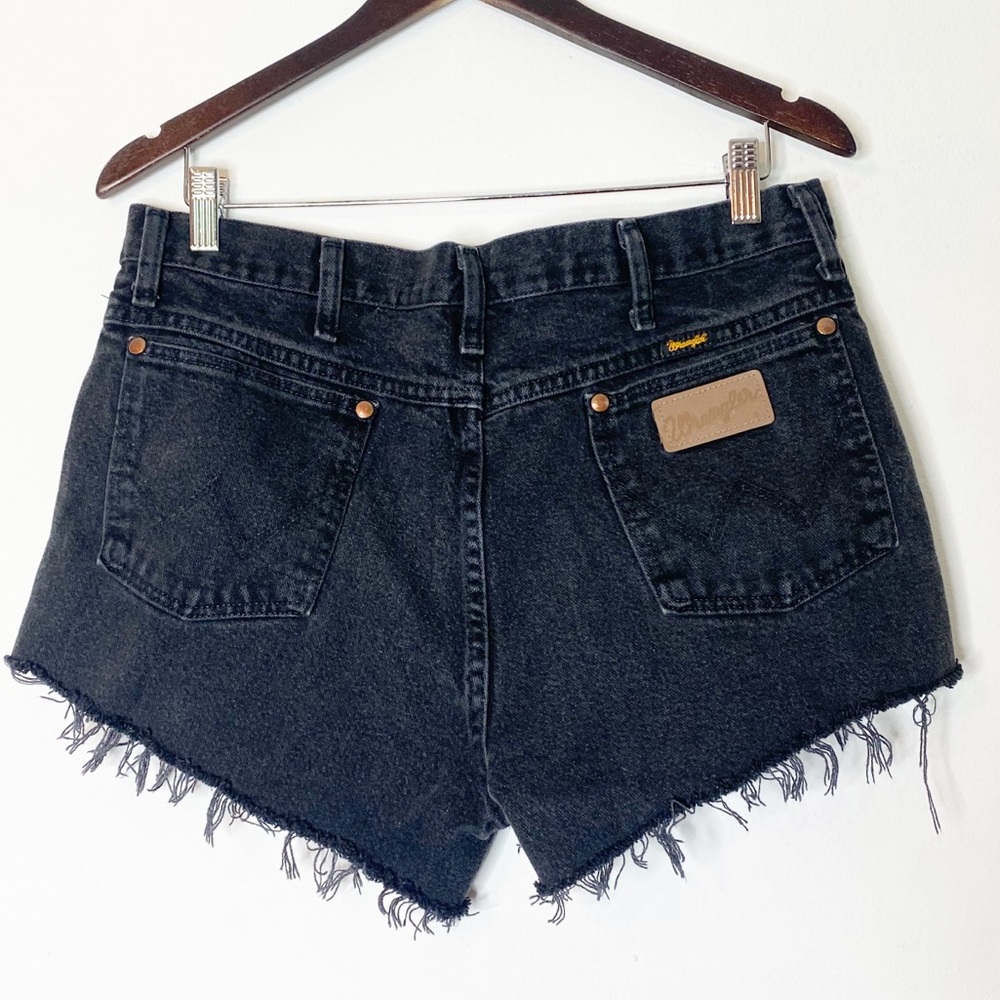 Vintage Wrangler Upcycled Denim Cut Off Shorts Black - Picture 5 of 5